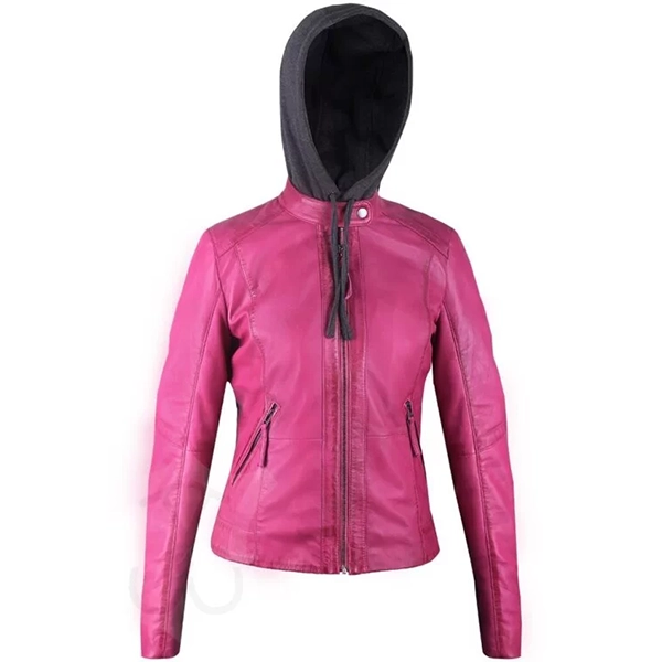 Women-Quilted-Real-Leather-Fix-Hoodie-Jacket.webp Women Quilted Genuine Hide Fix Hoodie Coat - Image 1