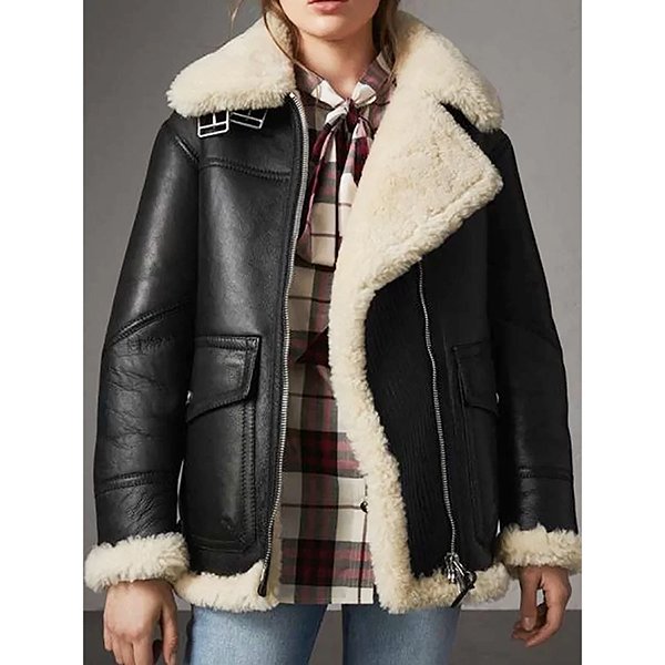 Womens-Aviator-Ivory-Shearling-Black-Leather-Jacket-Paradise-Jacket.jpg WOMEN'S AVIATOR IVORY SHEARLING BLACK LEATHER JACKET - Image 1