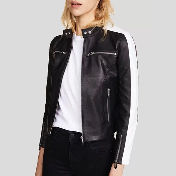 Womens-Black-Leather-Jacket-1.webp WOMENS ZIPPER POCKETS BLACK LEATHER JACKET - Image 1