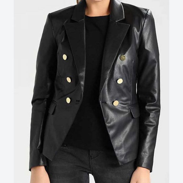 Womens-Double-Breasted-Slimfit-Black-Blazer2.jpg Women Double Breasted Black Blazer - Image 1