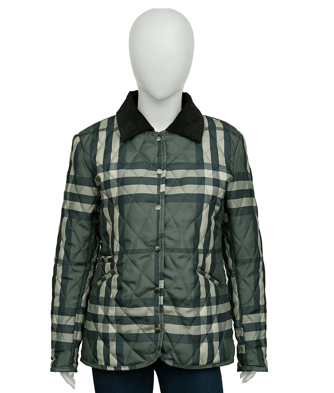 Womens-Quilted-Green-Checked-Burberry-Jacket_1-1.webp Women’s Quilted Green Checked Coat - Image 1