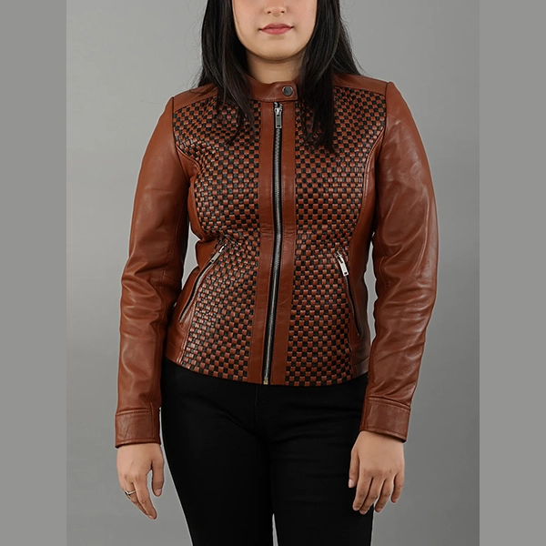 Womens-Square-Quilted-Pattern-Brown-Real-Sheepskin-Leather-Jacket_1500x1500.webp Womens Quilted Patterned Umber Genuine Sheepskin Hide Coat - Image 1