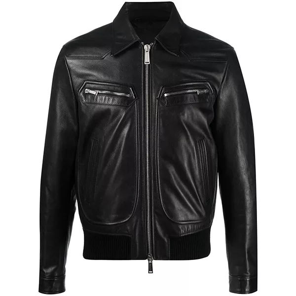 classic-biker-shirt-collar-leather-jacket.webp Classic Mens Dark Rider Hide Coat - Image 1