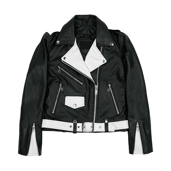 com_b_w_wom_highres_12NEW-copy.jpg Black and White Biker Leather Jacket - Image 1