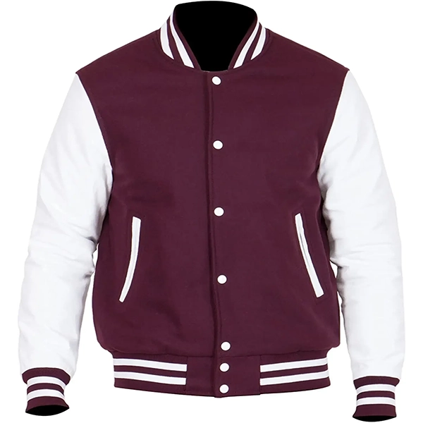 maroonandwhitevarsityjacket.webp Men’s Maroon and White Varsity Jacket - Image 1