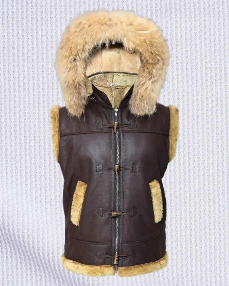 mens-hooded-b3-aviator-leather-vest-1-800x1000fit.webp Male Hooded B3 Aviator Fur Shearling RAF Hide Vest - Image 1