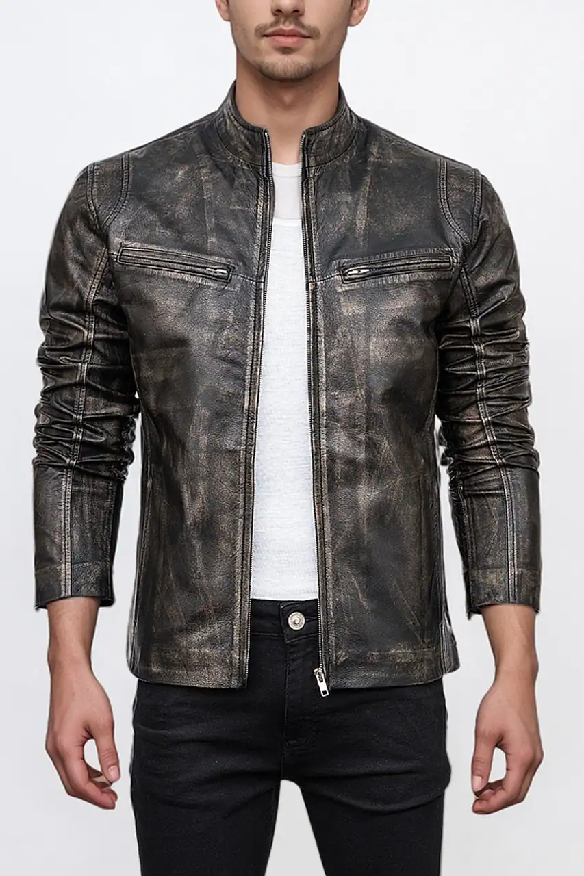 prime-distressed-brown-vintage-biker-jacket.webp Prime Distressed Umber Hide Rider Coat - Image 1