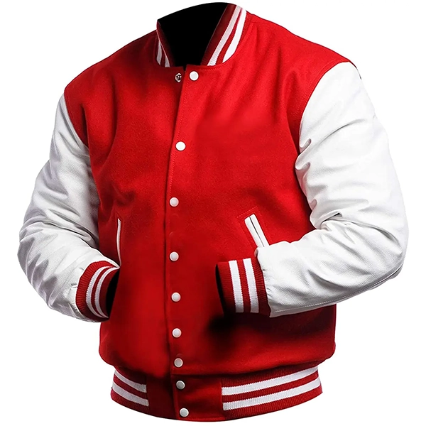 redandwhitelettermanjacket.webp Mens Red And White Varsity Jacket - Image 1