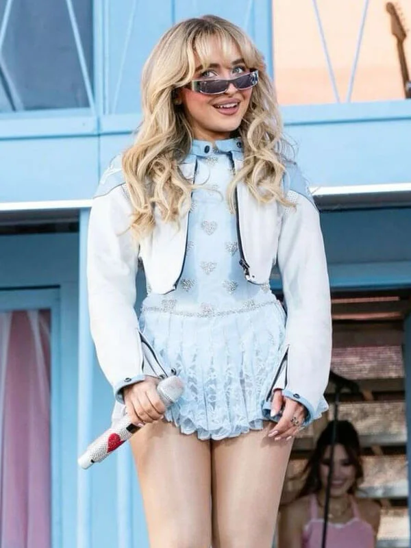 sabrina-carpenter-coachella-cropped-leather-jacket-women.webp Sabrina Carpenter Coachella 2024 Cropped Leather Jacket - Image 1