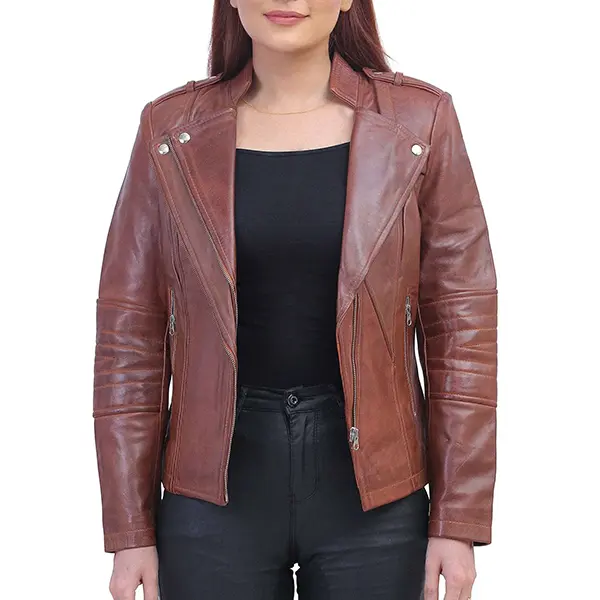 womenbrownjacket_1.webp Womens Brown Asymmetrical Jacket - Image 1